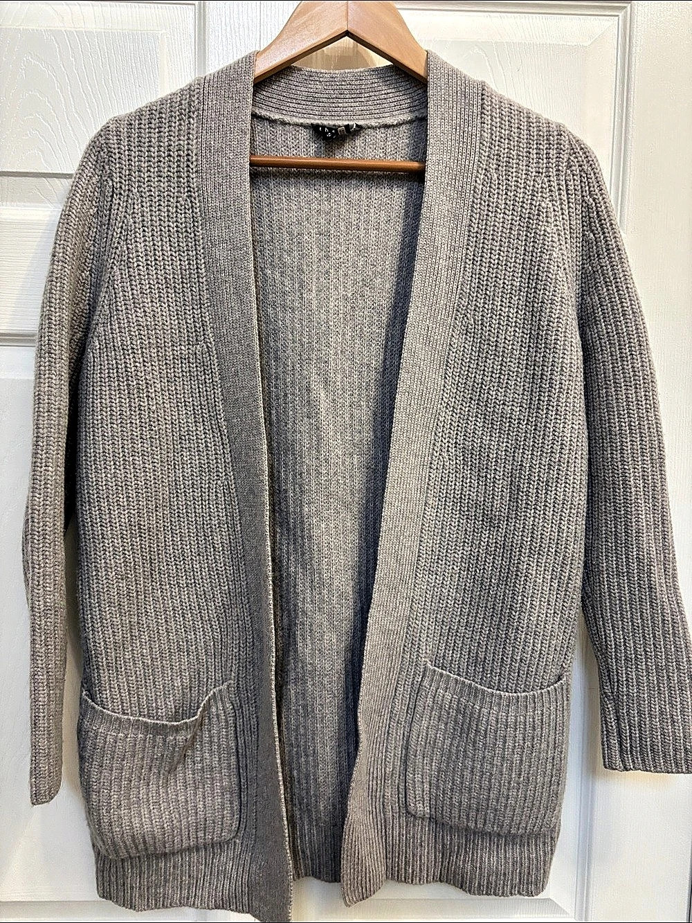 Theory Mariana Haven Gray Wool Cashmere Open Cardigan Size P